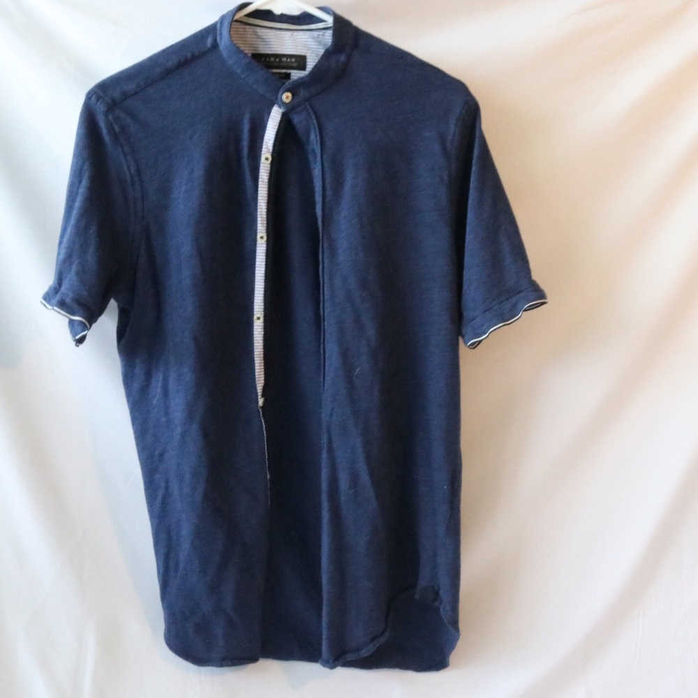 Zara collarless shirt